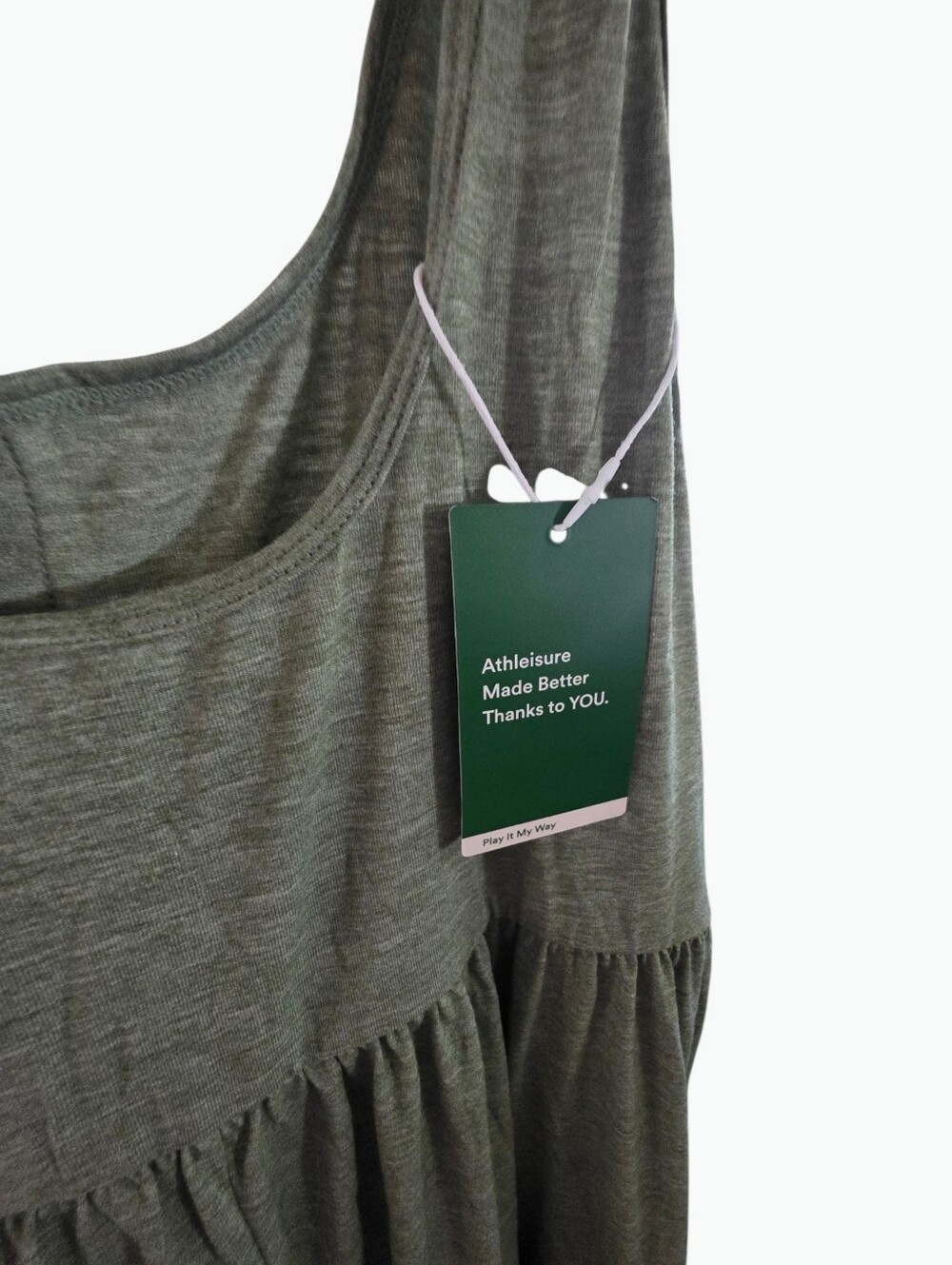 Halara. Scoop Neck Tiered Tank Dress. Olive Green. XL Ladies. - Picture 5 of 8